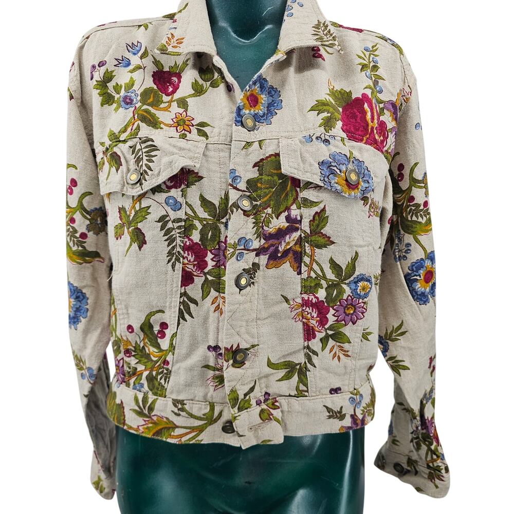 Vintage 90s Lizwear Floral Cropped Jacket Women's M Liz Claiborne M 4194